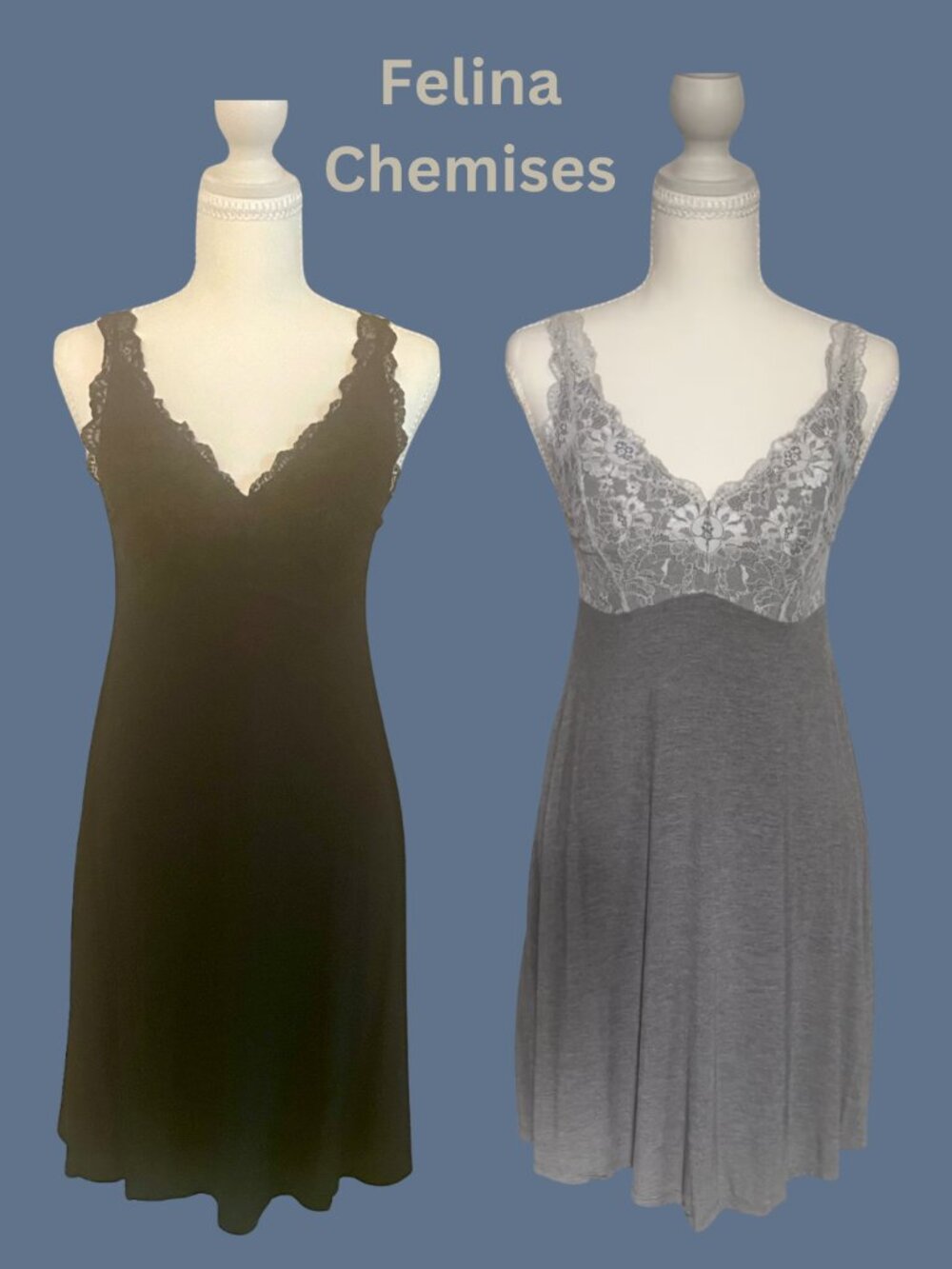 Felina Micro Modal Chemise Set Black M Gray S